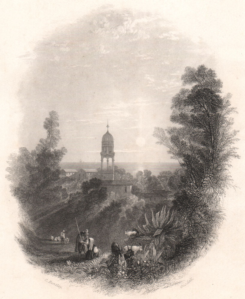 Kaligata, Cephalonia/Kefalonia, Greece 1840 old antique vintage print picture